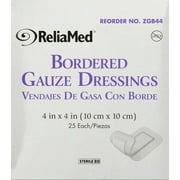 ReliaMed Sterile Bordered Gauze Dressing, 4 x 4 Inch, 25 COunt