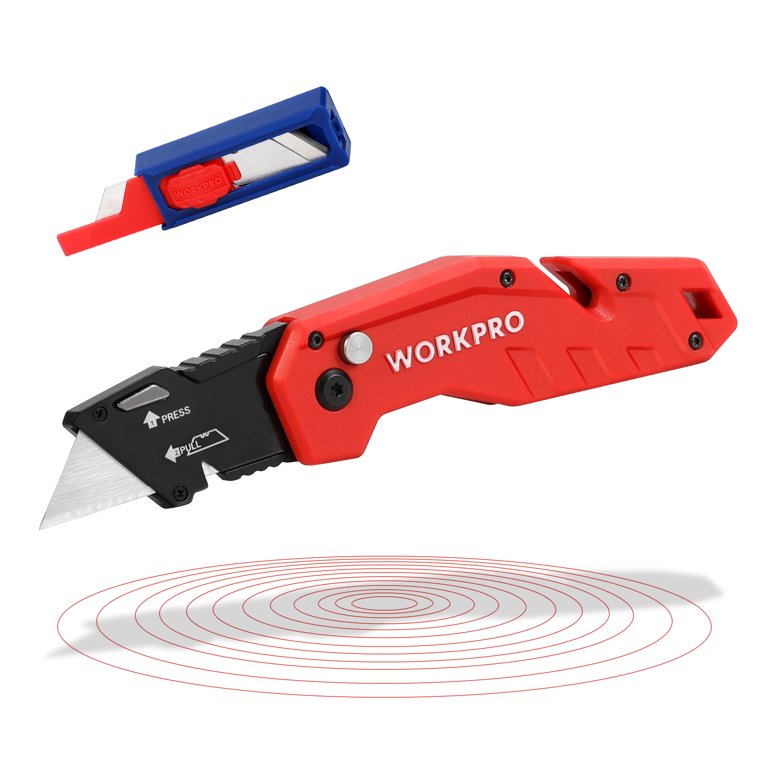 WORKPRO Retractable Utility Knife with Extra Blade Storage, 2 Pack Qu