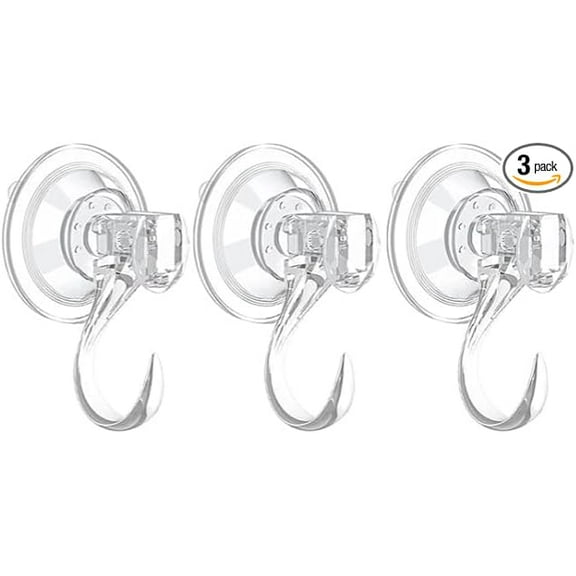 3 Pack Suction Cup Hooks, Wreath Hanger, Clear Suction Cup Hanger, Large Clear Vacuum Heavy-Duty Reusable Wreath Hooks, Removable Small Suction Cups for Bathroom, Glass, Door, Windows, Kitchen