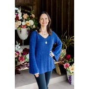 The Pioneer Woman, V-Neck Bell Sleeve Pullover, Womens