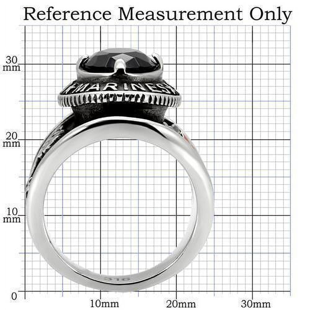 US Marines Ring for Men and Women Unisex Stainless Steel Military Patriotic Ring in Silver with Blue Stone Rock