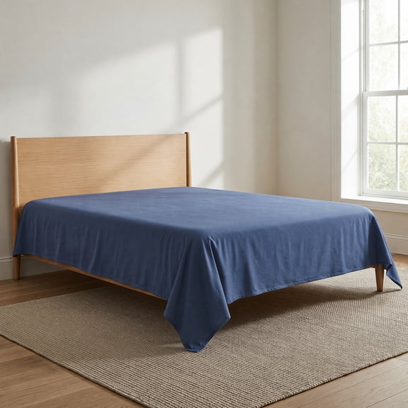 REGALWOVEN Microfiber Bed Sheet, Breathable Flat Sheet, Bedding for Bedroom Misty blue 96x106in