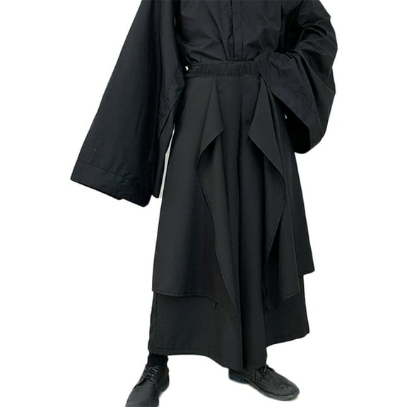 INCERUN Korean Fashion Men Punk Trousers Irregular Loose Dress Skirt Harem Pants Trousers