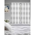 thumbnail image 3 of Grey White Buffalo Check Bedroom Curtains 63 Inches length, Farmhouse Plaid Modern Geometric Window Treatment Curtain Drapes, Rod Pocket Curtain Panels for Living Room Kitchen, 42"x63", 2 Panels, 3 of 7