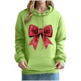 thumbnail image 4 of VBTAPA Womens Bow Print Hoodie Valentines Day Printed Hooded Sweatshirt Teen Girls Cute Pullover Hoodies Loose Casual Y2K Aesthetic Sweatshirts with Kangaroo Pocket Green L, 4 of 5