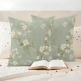 thumbnail image 3 of Spring Flower Pillow Covers 2 Pack Vintage Watercolor Pink Floral Plant Leaf Green Linen Pillowcase Waterproof Outdoor Throw Pillow Cover for Patio Garden Square Cushion 16”x16”, 3 of 9