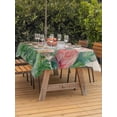 thumbnail image 3 of Outdoor Tablecloth with Umbrella Hole for Patio/Picnic/Party/Camping, Pink Flamingo Waterproof Table Cloth Rectangle Table Cover Washable, Summer Tropical Palm Leaves Burlap (52"x 70"), 3 of 9