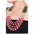 thumbnail image 3 of Ratnavali Jewels Pearl Green Multi Layer Strand Moti Mala Beads Party Wear Necklace Jewelry Women RVA647 (Pink), 3 of 4