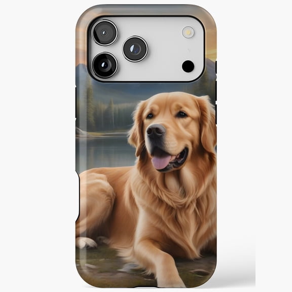 Golden Retriever Mountain Case for iPhone 11 12 13 14 15 16 17 Pro Max
