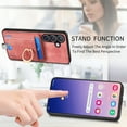 thumbnail image 4 of for Samsung Galaxy S22 Wallet Case with Detachable Card Holder & 360° Rotation Finger Ring Holder Stand, Shockproof PU Leather Phone case with Card Slot for Men Women for S22, Pink, 4 of 10