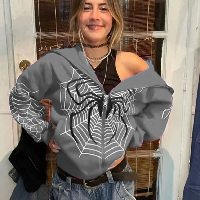 Spider Man Hip Hop Sudadera con capucha Spinnennetz Joker Camisa Jungen Mädchen gedruckt voller Reiß verschluss Punk Kleidung perder Paar Mantel lässig Stil Top