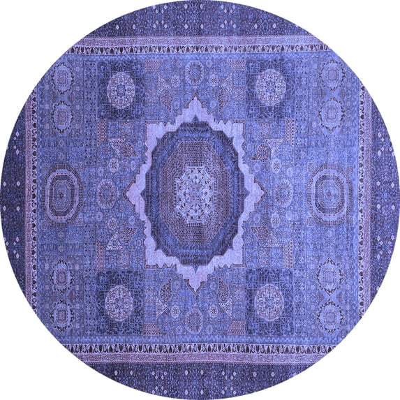 Ahgly Company Indoor Round Oriental Blue Modern Area Rugs, 4' Round