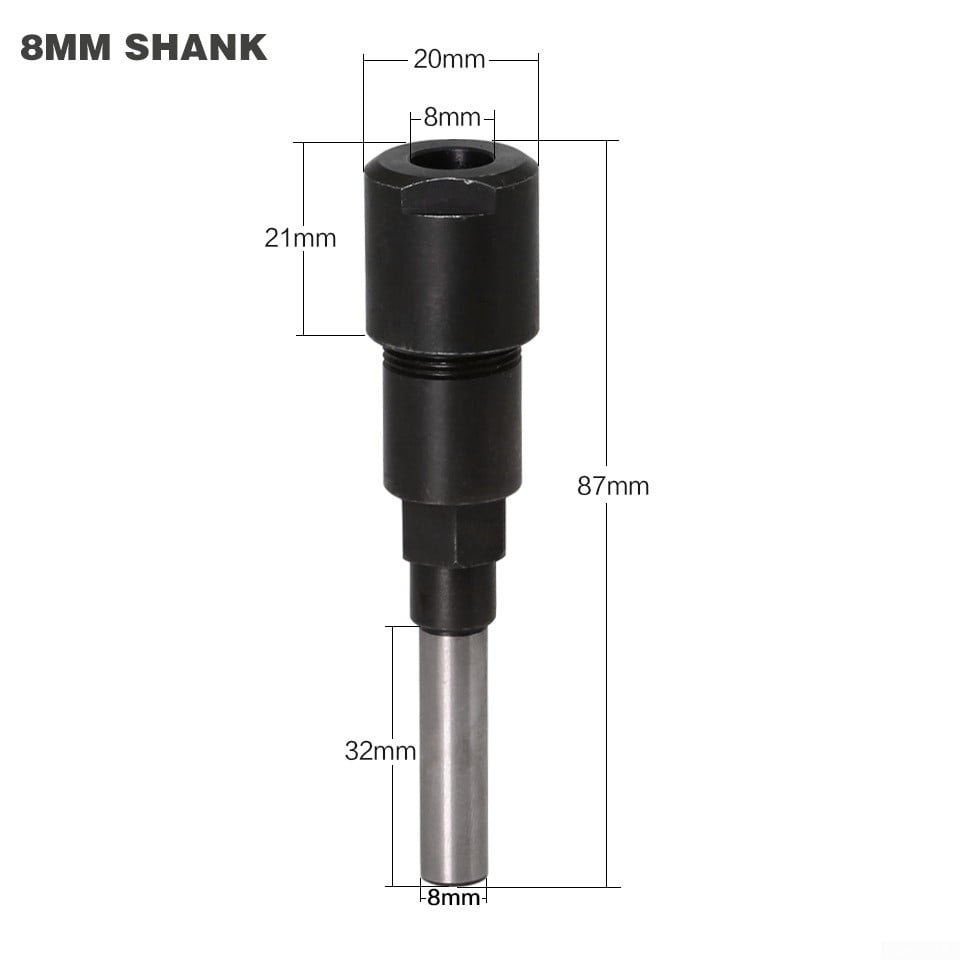 8mm Shank To 1/2" Bits Router Collet Extension Engraving Machine Extension Rod 