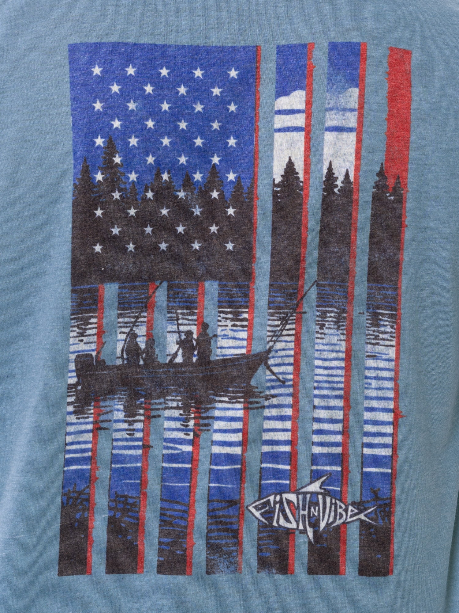 Fish N Vibe Men's Short Sleeve Fishing Performance Outdoor Graphic T-Shirt, Blue Shadow, M