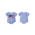 thumbnail image 2 of BemeyourBBs Newborn Baby Boy Girl 4th of July Outfit Infant Baby Independent Day Patriot Clothes Waffled Bubble Romper Stripe America Flag Short Sleeve Bodysuit Baby Boy Girl Summer Clothes, 2 of 8