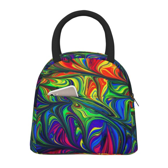Saiise Pride Rainbow Print Extra Large Thermal Lunch Tote Insulated Food Bag Oxford Picnic Work Commute Meal Carrier Durable Hand Wash