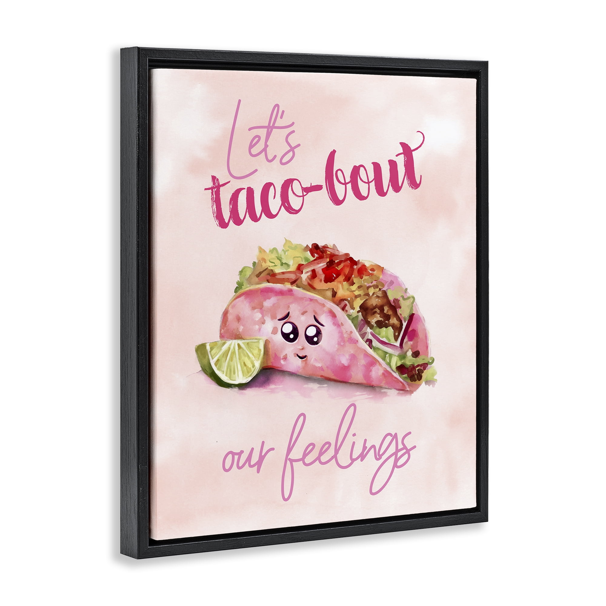 Stupell Industries Taco-Bout Our Feelings Novelty Painting Black Floater Framed Art Print Wall Art, 25 x 31