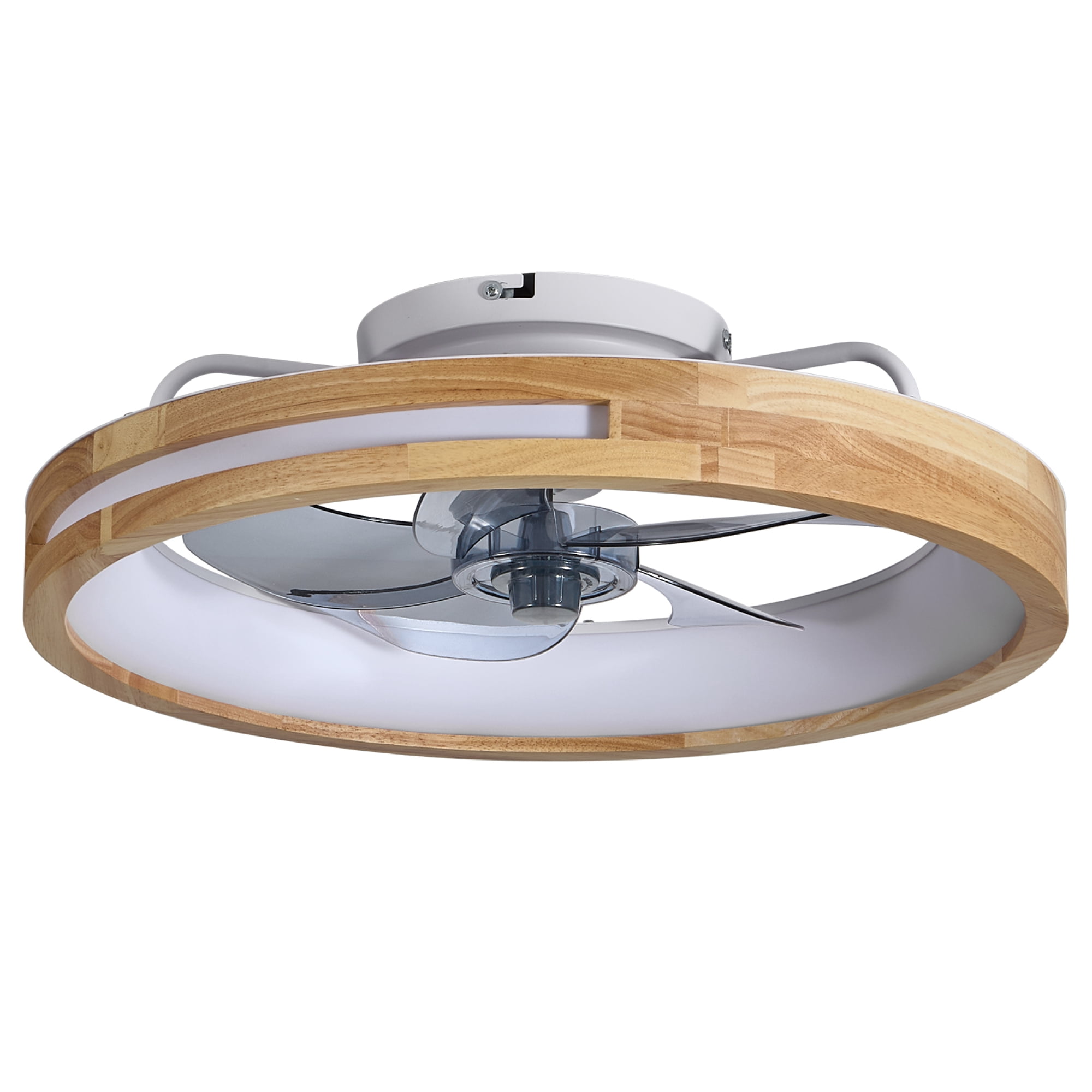 Leumius 20" Ceiling Fans with Lights and Remote Low Profile Flush Mount Ceiling Fan with Light,3000-6000K LED Fan Lighting 6 Speed Reversible Quiet Wooden Small Fans and Light for Bedroom Kitchen