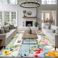 thumbnail image 3 of Easter Area Rugs 5'x7', Small Throw Rugs for Laundry Room Playroom, Spring Farmhouse Bunny Flower Teal Blue Wood Grain Indoor Outdoor Rug Non-Slip Low Pile Carpet Runner Reversible Floor Mats, 3 of 8