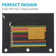 thumbnail image 6 of Stylus Pencil 2pc Cloth Double Zipper Three Hole Document Bag Transparent Stationery Bag Office Pen Bag, 6 of 8