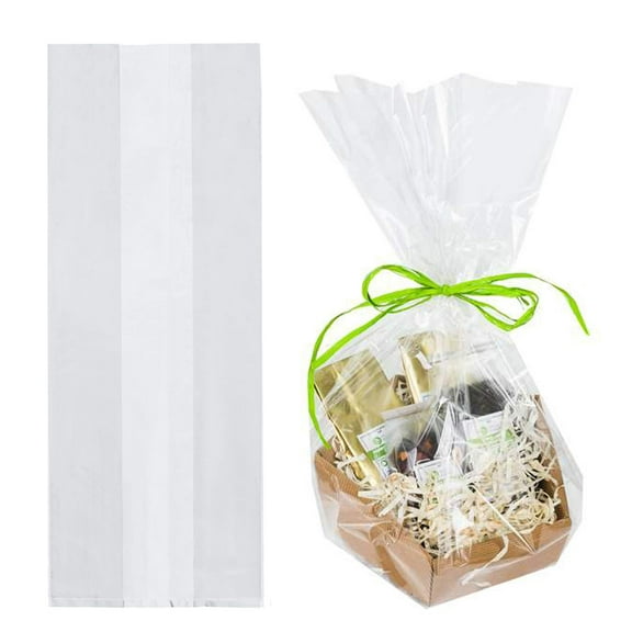 Clear Plastic Jumbo Gusset Bags, 1.5 Mil Expandable Poly, 500 Count, 20 x 18 x 26 in