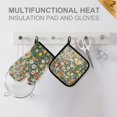 thumbnail image 4 of Yayeee Oven Mitts and Pot Holder Set of 4 Heat Resistant Kitchen Gloves Baking Hot Pad, Beige Floral Garden, 4 of 5