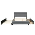 thumbnail image 4 of EUROCO Queen Size Upholstery Platform Bed with Storage Trundle and Two Drawers, Gray, 4 of 21