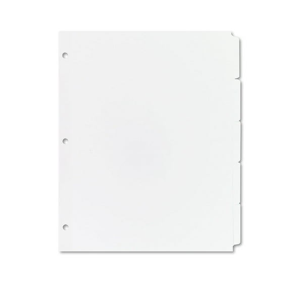 Avery 11506 Write and Erase 11 in. x 8.5 in. 5-Tab Plain-Tab Paper Dividers - White (36/Box)