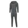 thumbnail image 4 of Men's Fleece Lined Hooded Jumpsuit, Zip Up One Piece, Pure Color, Splicing Casual, 4 of 9