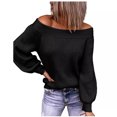 thumbnail image 3 of Suéter de punto suelto de talla grande con hombros abiertos Otoño e invierno Cuello de un solo carácter Suéter de color sólido Suéter de mujer europeo y americano, 3 of 6