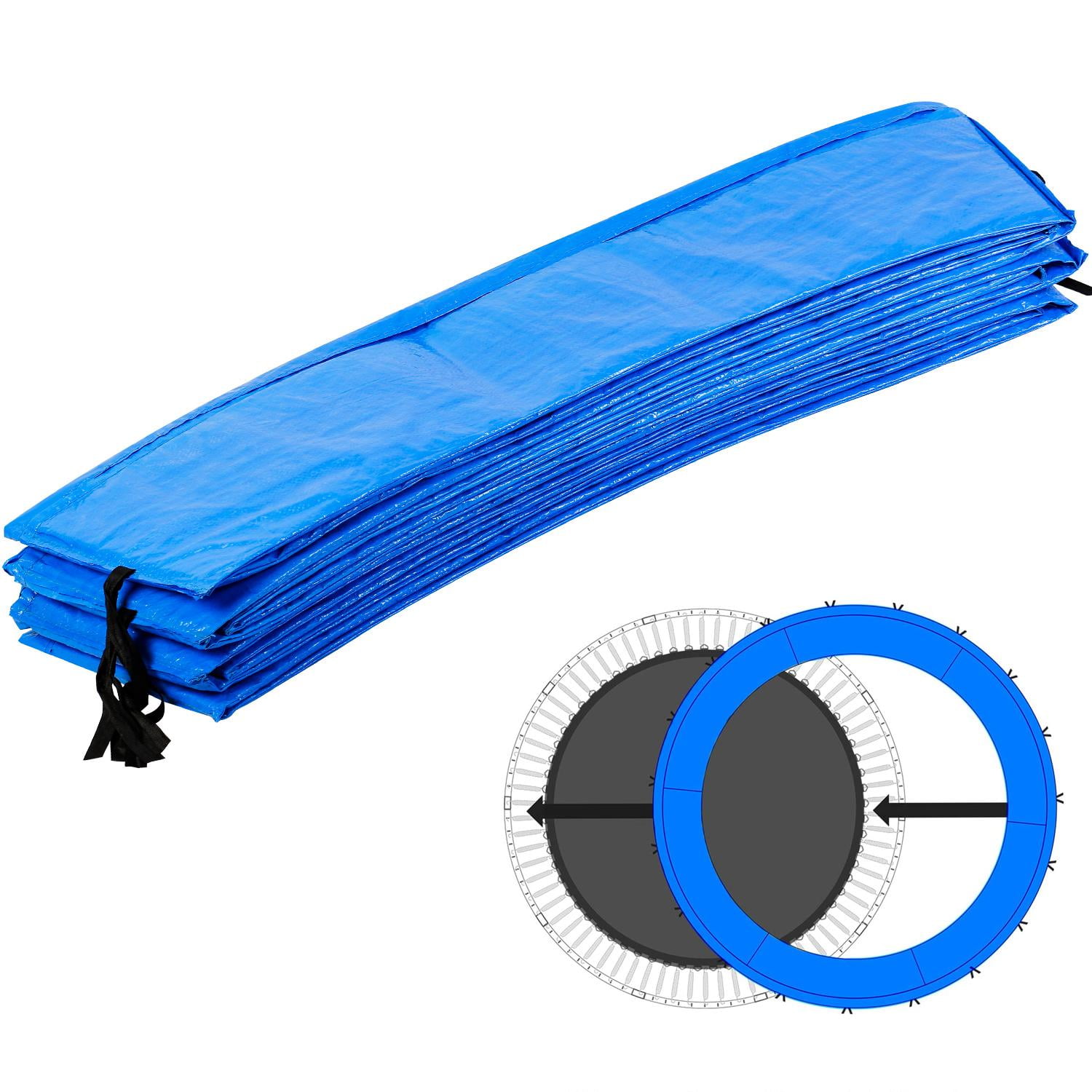 Trampoline Spring Cover Spring Edge Protection Waterproof Safety Mat  Weatherproof Tear-Resistant Round Frame Pad With Straps
