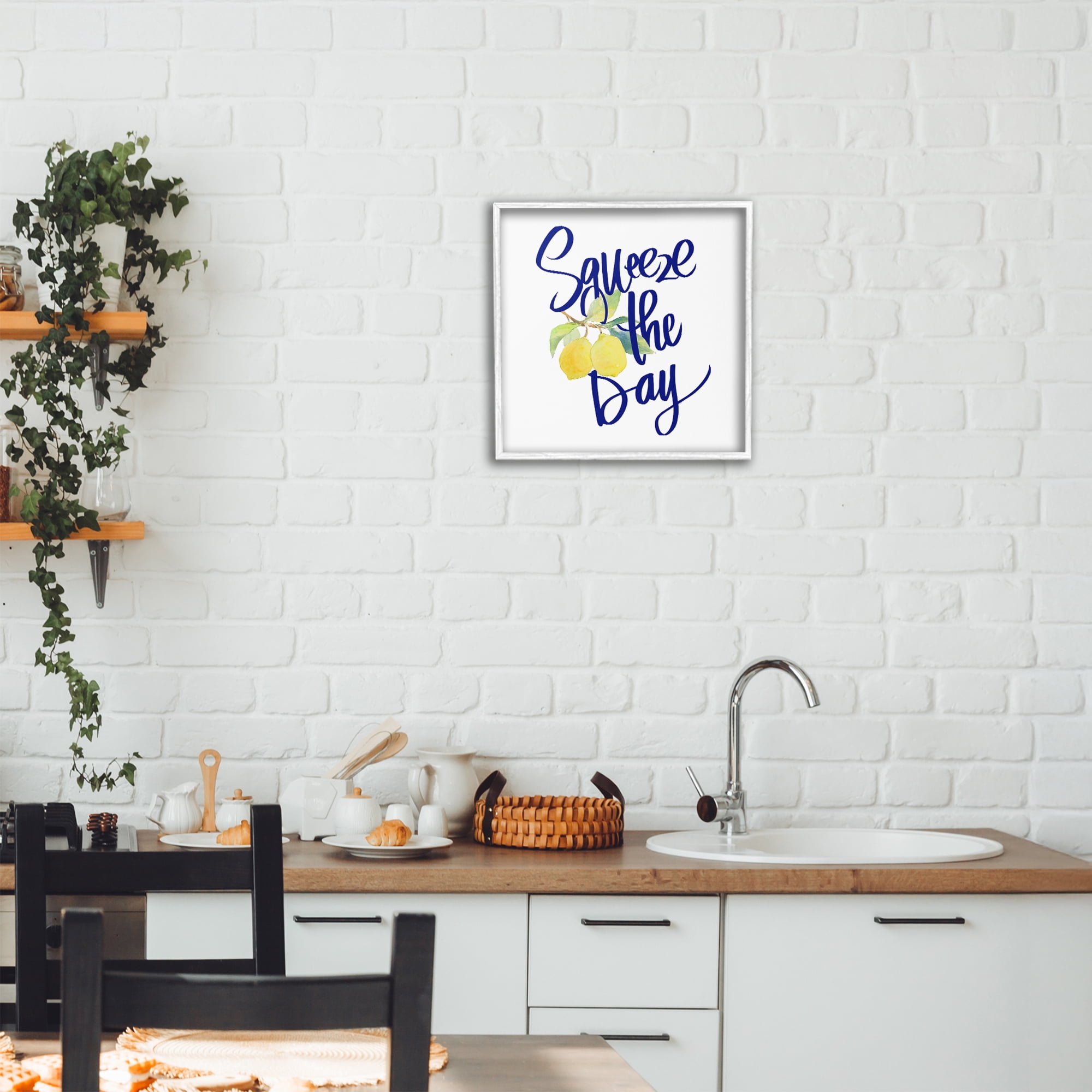 Stupell Industries Cursive Squeeze The Day White Framed Giclee Art, design by Lanie Loreth