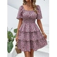 thumbnail image 5 of PRETTYGARDEN Women's Floral Summer Short Dress Square Neck Short Sleeve Tiered Ruffle Boho Swing Dresses, 5 of 6