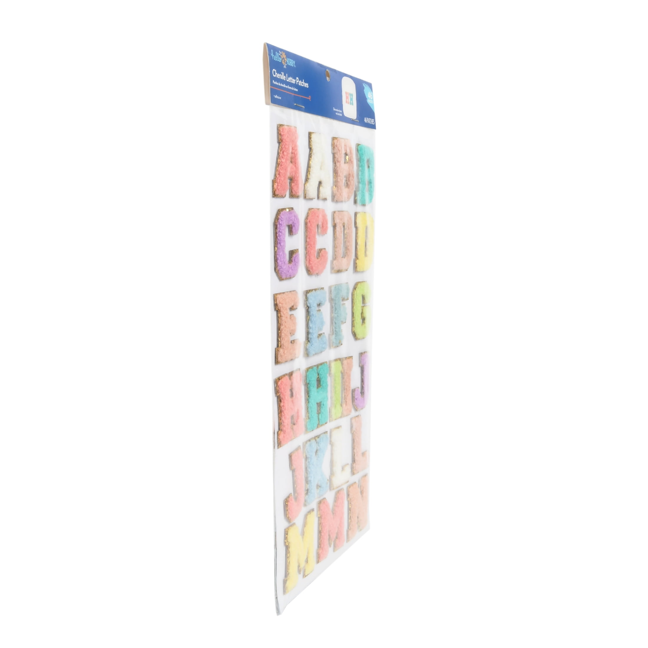 (3 pack) Hello Hobby Chenille Adhesive Alphabet Letter Patches Multi-Color 46 Pieces