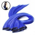 thumbnail image 1 of 10 Pcs Extensions de Cheveux Synthétiques Colorées à Clipser (Bleu), 1 of 4