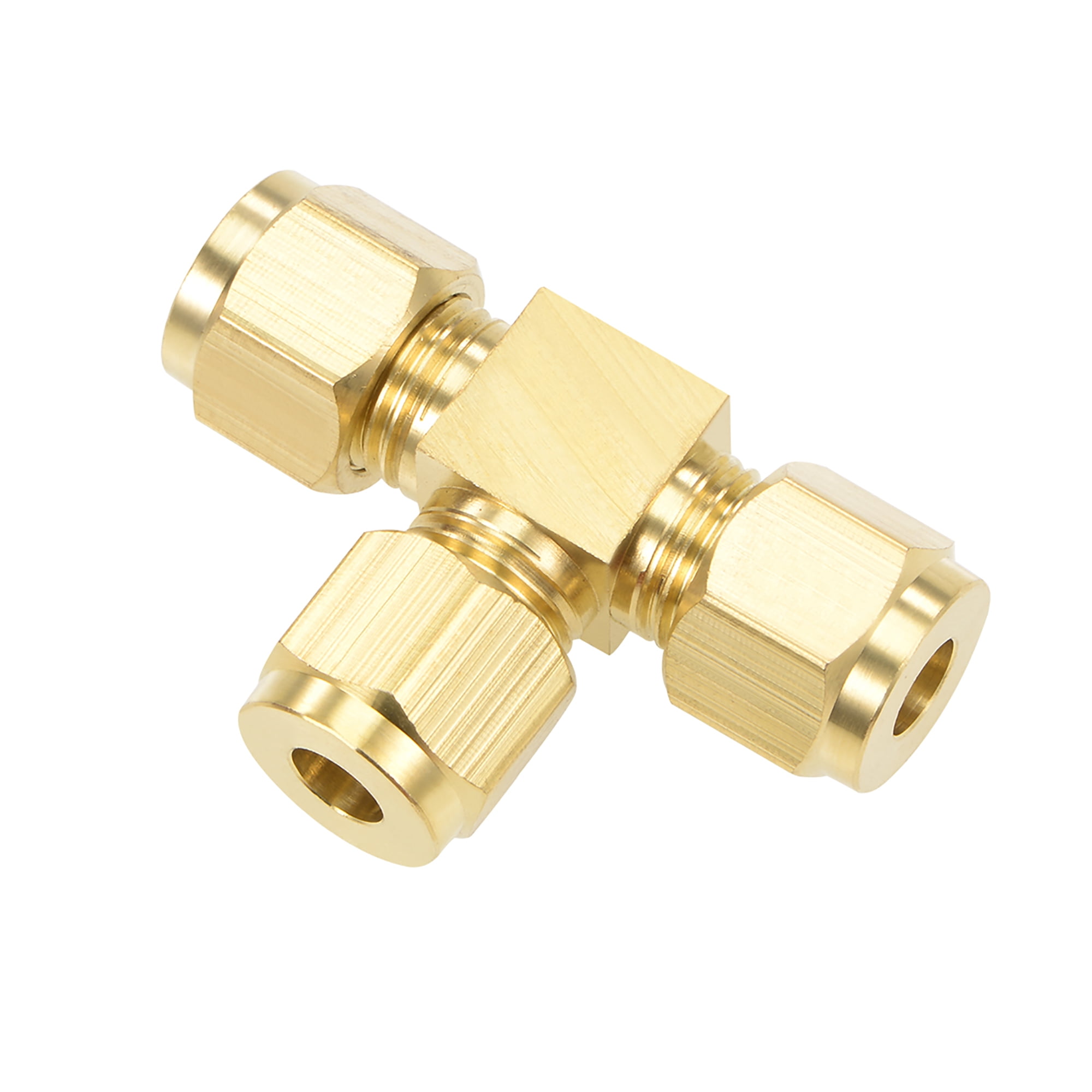 Brass Compression Tube Fitting 6mm OD Tee Pipe Adapter Water Garden