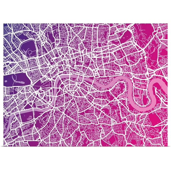 Great BIG Canvas | Rolled Michael Tompsett Poster Print entitled London England Street Map Art Print Blend