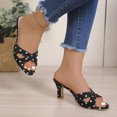 thumbnail image 6 of Bibifish Womens Heeled Sandals Retro Chic Polka Dot Print Crisscross Strap Open Toe Heeled Sandals Summer Evening Date Night Event Sandals, 6 of 8