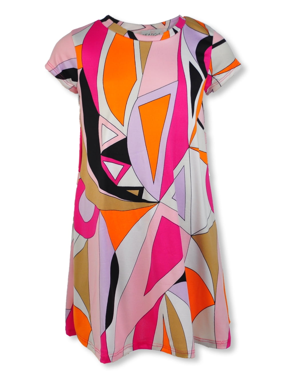 Nine1Eight Girls' Geo TShirt Dress pink, 12 14 (Big Girls