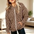 thumbnail image 2 of ZHOGXU Kids Girls Hoodie Sweatshirts Leopard Print Zip Up Jacket With Pocket Winter Casual Tops Everyday Wear,Brown,8-10 Years, 2 of 6