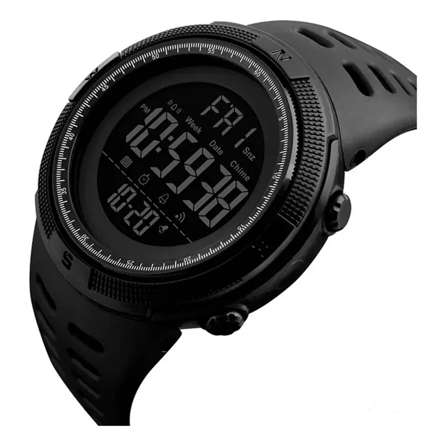 Reloj pulsera Skmei 1251 con correa de poliuretano color negro/negro - fondo negro