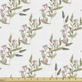 thumbnail image 1 of Floral Fabric by the Yard Upholstery, Rhythmic Diagonal Flowers Hand Drawn Design Pattern Art on Plain Backdrop, Decorative Fabric for DIY and Home Accents, White and Dark Khaki by Ambesonne, 1 of 5