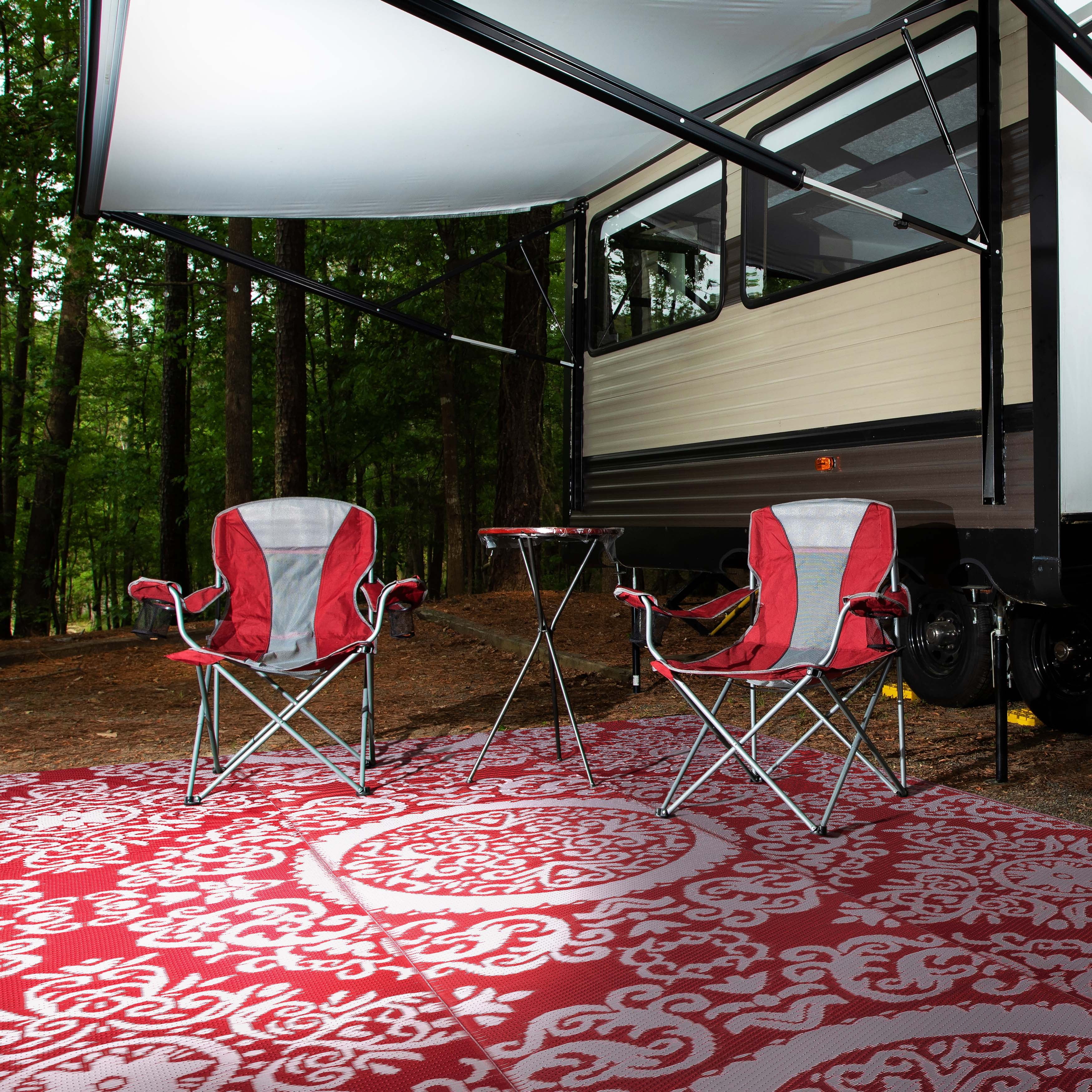 Nuu Garden 6'x 9' Outdoor Rug, Waterproof Patio Mat, Plastic Straw Foldable Area Rug, Indoor Outdoor Carpet, Patio Rugs, Red