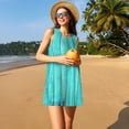 thumbnail image 2 of Ratiio Turquoise Wooden2 Pattern Women's Sleeveless Dress - Casual Summer Dress with Pockets, Above Knee Length, Round Neck, Ideal for Beach, Vacation, Work, 2 of 8