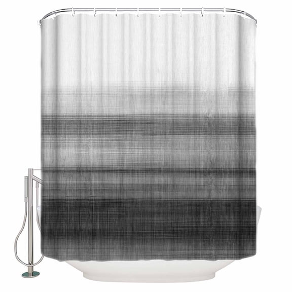 Shower Curtain Bathroom Set Abstract Black White Grey Line Waterproof Fabric Shower Curtains with Grommets&Hooks Modern Watercolor Gradient Art Privacy Bath Curtain for Bathtub 36x72in