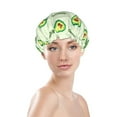 thumbnail image 3 of Balery Green Avocado Shower Caps, Double Layer Waterproof Shower Cap, Double Layers Reusable Shower Cap With Soft Comfortable For Long Thick Hair Soft Bath Shower Hair Caps, 3 of 9