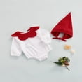 thumbnail image 2 of MesaSe 2Pcs Baby Girls Boys Fall Outfits Splicing Color Flower Collar Long-Sleeves Rompers Santa Hat White 6-9 Months, 2 of 7