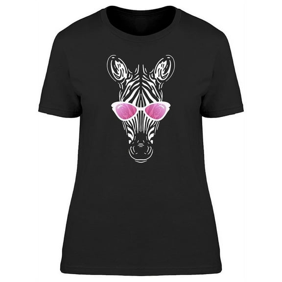Zebra Sketch Pink Glasses T-Shirt Women -Image by Shutterstock, Female Medium