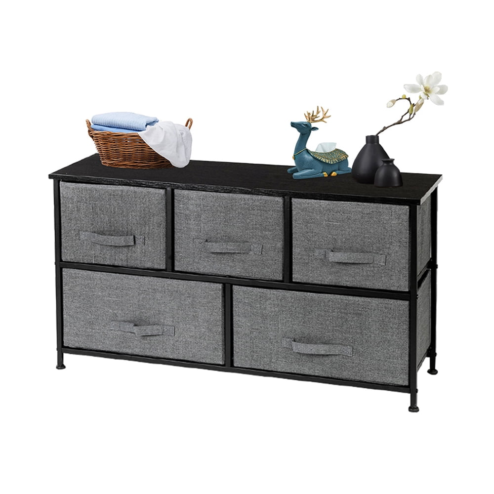 Lowestbest 2-Tier Drawer Dresser, Dresser Drawer Organizer 5 Drawers, End Table Storage Cabinet, Easy Pull Fabric Bins, Wooden Side Table for Bedroom, Hallway, Entryway Furniture, Gray Lowestbest 2-Tier Drawer Dresser, Dresser Drawer Organizer 5 Drawers, End Table Storage Cabinet, Easy Pull Fabric Bins, Wooden Side Table for Bedroom, Hallway, Entryway Furniture, Gray