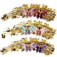 thumbnail image 1 of Papourfly à poils de la banane - 3pcs Strass Hair Clip Titulaire de queue de cheval de cheval, 1 of 10